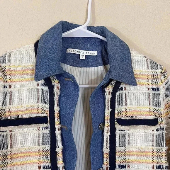 Veronica Beard Santiago Button Front Tweed Denim Jacket Womens Size 0 - Picture 7 of 16